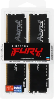 Память DDR5 2x32GB 5600MHz Kingston KF556C40BB2K2-64 Fury Beast Black RTL PC5-44800 CL40 DIMM 288-pin 1.25В dual rank с радиатором Ret - купить недорого с доставкой в интернет-магазине