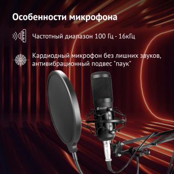 Микрофон проводной Оклик SM-600G 2.5м черный - купить недорого с доставкой в интернет-магазине