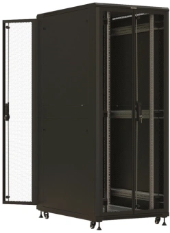 Шкаф коммутационный Hyperline (TTBR-4288-DD-RAL9004) напольный 42U 800x800мм пер.дв.перфор. задн.дв.перфор. 2 бок.пан. 1000кг черный 710мм 123.38кг 2055мм - купить недорого с доставкой в интернет-магазине