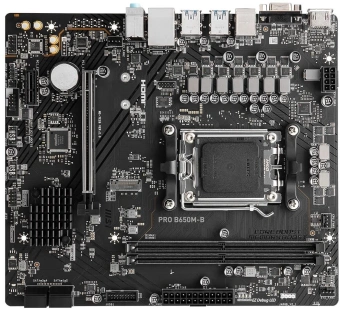 Материнская плата MSI PRO B650M-B SocketAM5 AMD B650 2xDDR5 mATX AC`97 8ch(7.1) 2.5Gg RAID+VGA+HDMI - купить недорого с доставкой в интернет-магазине