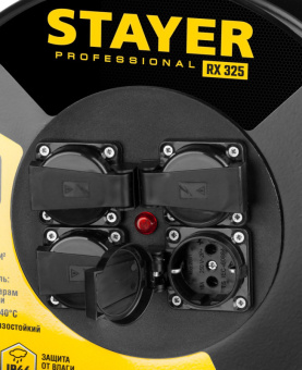 Удлинитель силовой Stayer 55076-50_z01 3x2.5кв.мм 4розет. 50м КГ катушка черный - купить недорого с доставкой в интернет-магазине