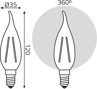 Лампа филам. Gauss Filament 8Вт цок.:E14 свеча 220B св.свеч.бел.теп. (упак.:10шт) (42118) - купить недорого с доставкой в интернет-магазине