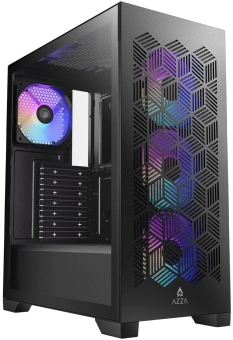 Корпус Azza AEROHEX черный без БП ATX 4x120mm 1xUSB2.0 1xUSB3.0 audio bott PSU - купить недорого с доставкой в интернет-магазине