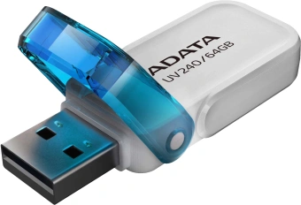 Флеш Диск A-Data 64GB UV240 AUV240-64G-RWH USB2.0 белый/голубой - купить недорого с доставкой в интернет-магазине