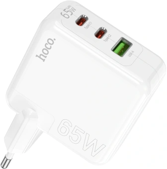 Сетевое зар./устр. Hoco C115A Header PD65W three-port(2C1A) charger(EU) 65W 3.25A+3A+2A+1.5A (PD+QC) универсальное белый (98312) - купить недорого с доставкой в интернет-магазине