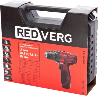 Шуруповерт RedVerg RD-SD10L/2Y аккум. патрон:быстрозажимной (кейс в комплекте) - купить недорого с доставкой в интернет-магазине