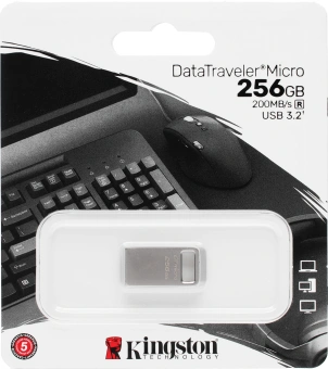 Флеш Диск Kingston 256GB DataTraveler Micro DTMC3G2/256GB USB3.0 серебристый - купить недорого с доставкой в интернет-магазине