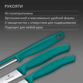 Набор ножей кухон. Victorinox Swiss Classic 6.7114.33C1 для овощей компл.:3предм. овощеч. зеленый европодвес - купить недорого с доставкой в интернет-магазине