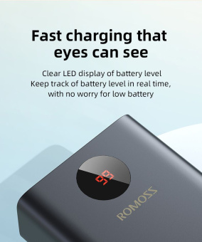Мобильный аккумулятор Romoss PEA40PF 40000mAh QC3.0 22.5W 5A 2xUSB-A/USB-C черный (6973693499151) - купить недорого с доставкой в интернет-магазине