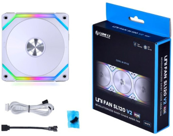 Вентилятор для корпуса Lian-Li Uni Fan SL120 V2 ARGB 120х120x28 белый 4-pin 29дБ (G99.12SLV21W.00) Ret - купить недорого с доставкой в интернет-магазине