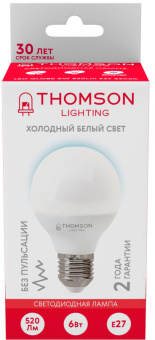 Лампа светодиодная Thomson TH-B2318 6Вт цок.:E27 шар 220B св.свеч.бел.хол. Globe (упак.:1шт) - купить недорого с доставкой в интернет-магазине