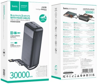 Мобильный аккумулятор Hoco J163B Wonderfu 30000mAh 3A черный (64615) - купить недорого с доставкой в интернет-магазине
