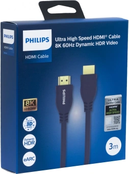 Кабель аудио-видео Philips 8K 60 Гц Ultra HD HDMI (m)/HDMI (m) 3м. позолоч.конт. серый (SWV7130C/56) - купить недорого с доставкой в интернет-магазине