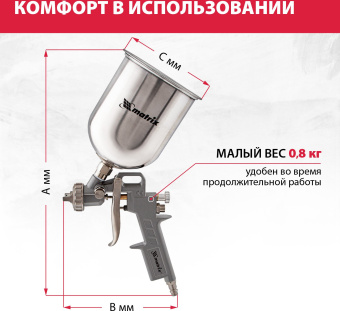 Краскораспылитель Matrix 57315 230л/мин соп.:1.8мм бак:1л серебристый - купить недорого с доставкой в интернет-магазине