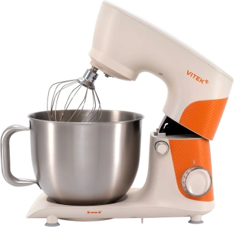 Миксер планетарный Vitek VT-PM0331 1800Вт кремовый/оранжевый - купить недорого с доставкой в интернет-магазине