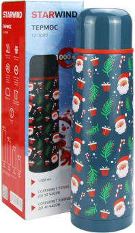 Термос Starwind New Year 12-1000 1л. зеленый/рисунок - купить недорого с доставкой в интернет-магазине