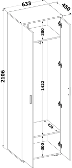 Шкаф для одежды Сокол ШО-350 прямой 633x450x2106мм белый (00-00016333) - купить недорого с доставкой в интернет-магазине