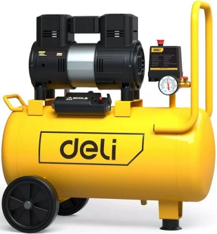Компрессор поршневой Deli DL-WKY25-E1 безмасляный 80л/мин 25л 1200Вт желтый/черный - купить недорого с доставкой в интернет-магазине
