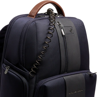 Рюкзак мужской Piquadro Brief2 CA4439BR2BM/BLUCU темно-синий/коричневый нейлон/натур.кожа - купить недорого с доставкой в интернет-магазине