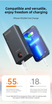 Мобильный аккумулятор Romoss PEA40PF 40000mAh QC3.0 22.5W 5A 2xUSB-A/USB-C черный (6973693499151) - купить недорого с доставкой в интернет-магазине