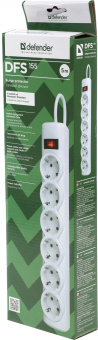 Сетевой фильтр Defender DFS 155 5м (6 розеток) белый (коробка) - купить недорого с доставкой в интернет-магазине