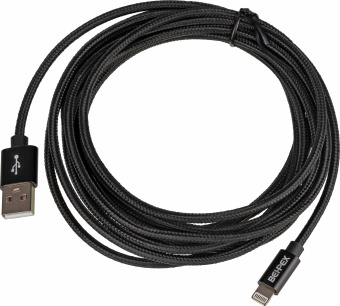 Кабель USB (m)-Lightning (m) 3м черный - купить недорого с доставкой в интернет-магазине