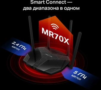 Роутер беспроводной Mercusys MR70X AX1800 10/100/1000BASE-TX черный - купить недорого с доставкой в интернет-магазине