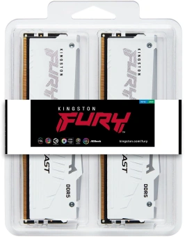 Память DDR5 2x32GB 6000MHz Kingston KF560C36BWEAK2-64 Fury Beast White Expo RGB RTL Gaming PC5-48000 CL36 DIMM 288-pin 1.35В dual rank с радиатором Ret - купить недорого с доставкой в интернет-магазине