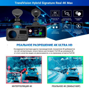 Видеорегистратор с радар-детектором TrendVision Hybrid Signature Real 4K Max GPS ГЛОНАСС черный - купить недорого с доставкой в интернет-магазине