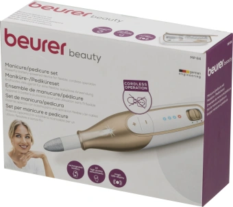 Маникюрно-педикюрный набор Beurer MP64 насадок в компл.:10шт (подсветка) золотистый/белый - купить недорого с доставкой в интернет-магазине