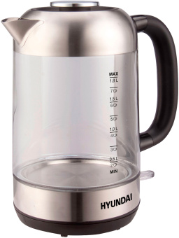 Чайник электрический Hyundai HYK-G4034 1.8л. 2200Вт черный/прозрачный корпус: стекло/пластик - купить недорого с доставкой в интернет-магазине