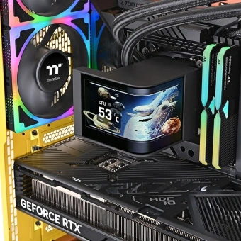 Система водяного охлаждения Thermaltake MAGCurve 360 Ultra ARGB Soc-AM5/AM4/1200/1700/1851 черный 4-pin 32.8-35.1dB Al LCD Ret (CL-W453- PL12SW-A) - купить недорого с доставкой в интернет-магазине