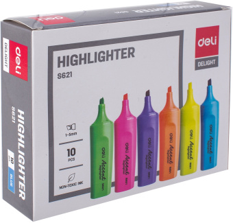 Набор текстовыделителей Deli Accent ES621BLUE-P Delight скошенный пиш. наконечник 1-5мм синий (10шт.) - купить недорого с доставкой в интернет-магазине