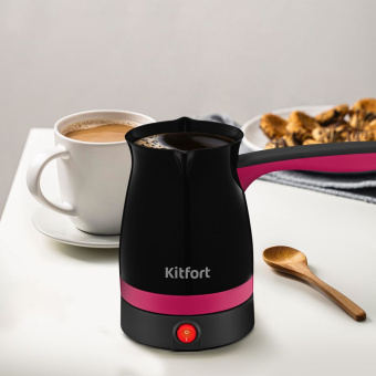 Кофеварка Электрическая турка Kitfort КТ-7183-1 1000Вт черный/малиновый - купить недорого с доставкой в интернет-магазине