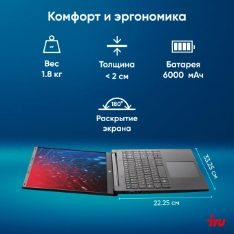 Ноутбук IRU Strato 15ALI Core i3 1215U 8Gb SSD256Gb Intel UHD Graphics 15.6" IPS FHD (1920x1080) Windows 11 Pro Multi Language 64 black WiFi BT Cam 6000mAh (2059106) - купить недорого с доставкой в интернет-магазине