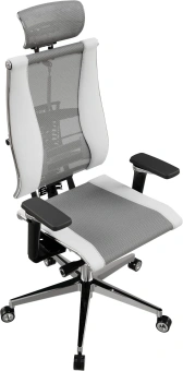 Кресло руководителя эргономичное Метта Yoga 4DF B2-14D - YM93+Infinity светло-серый/белый сиденье светло-серый/белый экокожа/сетка с подголов. крестов.5-луч. металл хром - купить недорого с доставкой в интернет-магазине