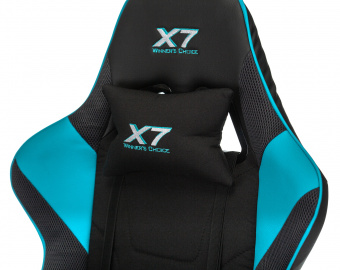 Кресло игровое A4Tech X7 GG-1100 черный/голубой текстиль/эко.кожа крестов. пластик - купить недорого с доставкой в интернет-магазине