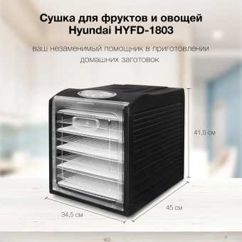 Сушка для фруктов и овощей Hyundai HYFD-1803 27под. 700Вт черный - купить недорого с доставкой в интернет-магазине