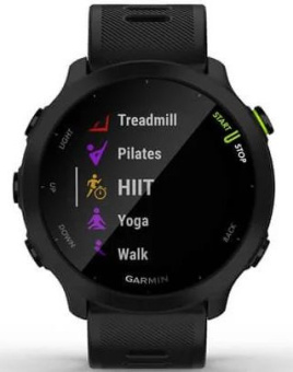 Смарт-часы Garmin Forerunner 55 42мм 1.04" LCD корп.черный рем.черный разм.брасл.:127-220мм (010-02562-10) - купить недорого с доставкой в интернет-магазине