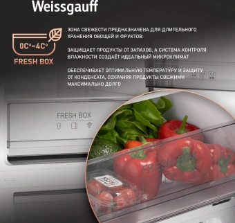 Холодильник Weissgauff WRK 185 Total NoFrost Inverter Black Inox 2-хкамерн. черная сталь инвертер - купить недорого с доставкой в интернет-магазине