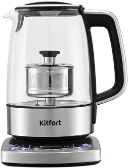 Чайник электрический Kitfort КТ-8717 1.7л. 2200Вт нержавеющая сталь/черный корпус: стекло/металл/пластик - купить недорого с доставкой в интернет-магазине