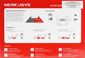 Роутер беспроводной Mercusys MR20 AC750 10/100BASE-TX белый - купить недорого с доставкой в интернет-магазине