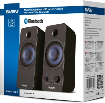 Колонки Sven 431 2.0 черный 6Вт BT - купить недорого с доставкой в интернет-магазине