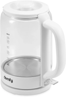 Чайник электрический Domfy DSW-EK304 1.6л. 2200Вт белый корпус: стекло/пластик - купить недорого с доставкой в интернет-магазине