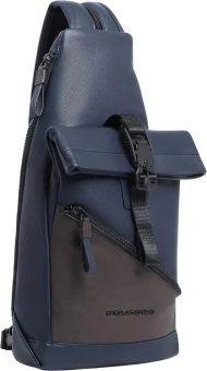 Рюкзак слинг Piquadro Harper CA6784AP/BLUTM синий/коричневый натур.кожа - купить недорого с доставкой в интернет-магазине