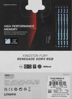 Память DDR4 2x8GB 4000MHz Kingston KF440C19RBAK2/16 Fury Renegade RGB RTL Gaming PC4-32000 CL19 DIMM 288-pin 1.35В kit single rank с радиатором Ret - купить недорого с доставкой в интернет-магазине