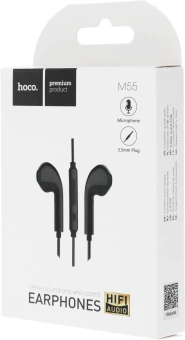 Гарнитура вкладыши Hoco M55 1.2м черный проводные в ушной раковине - купить недорого с доставкой в интернет-магазине