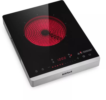 Плита Инфракрасная Kitfort КТ-146 черный/серебристый стеклокерамика (настольная) - купить недорого с доставкой в интернет-магазине