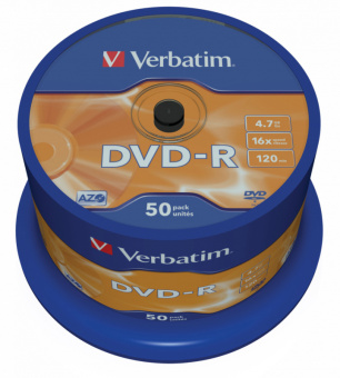Диск DVD-R Verbatim 4.7Gb 16x Cake Box (50шт) (43548) - купить недорого с доставкой в интернет-магазине