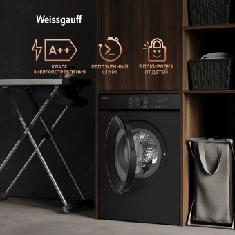 Стиральная машина Weissgauff WM 39106 Inverter Steam класс: A++ загр.фронтальная макс.:6кг черный инвертор - купить недорого с доставкой в интернет-магазине